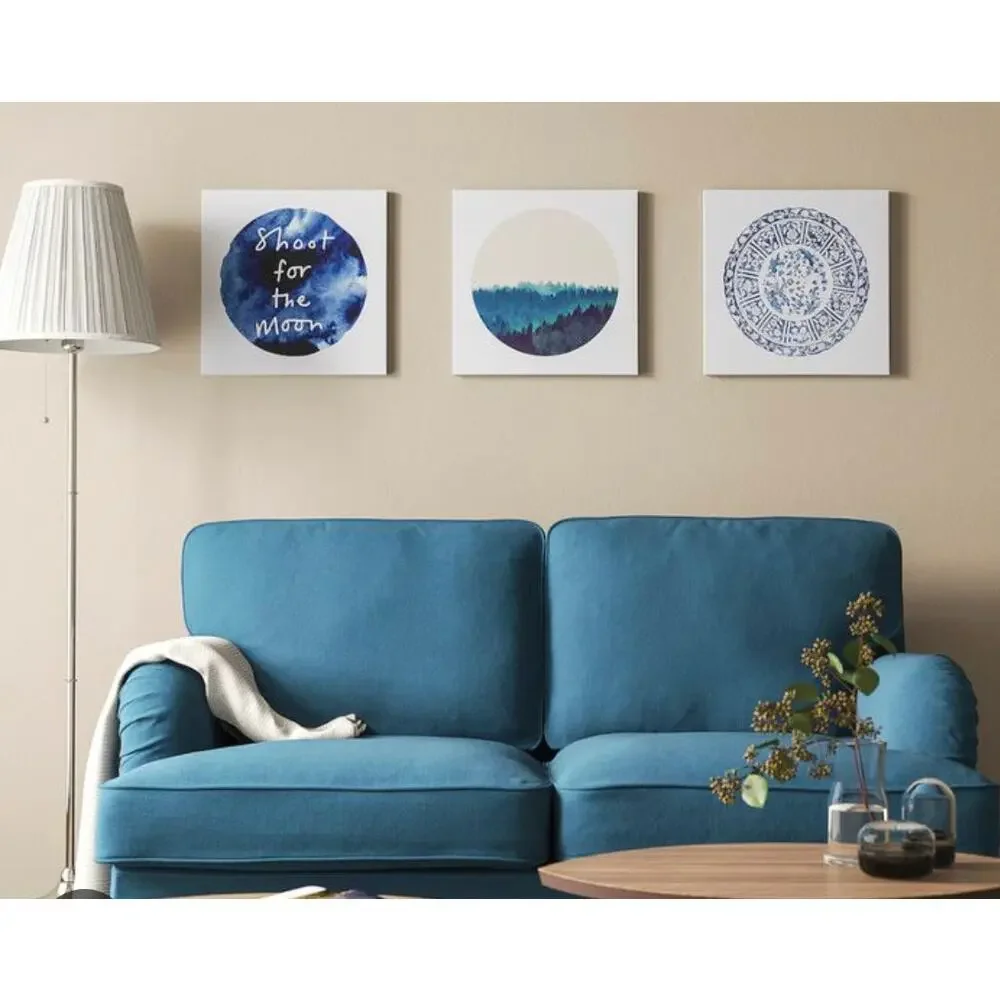 Ikea Canvas Wall Art Blue Moon 3pc Shoot For The Moon White Decor Trio 16